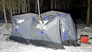 Woodstove Winter Camping with Diesel Heater and a Big Hot Tent