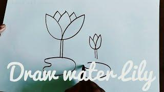 Easy to draw water lily || Only drawing for kids || linkon art space