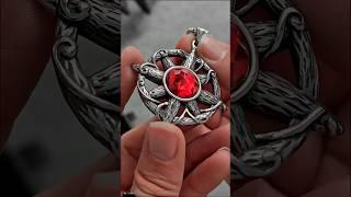 Vintage Red Gemstone Pendant Necklace for Men | ULiking Vintage Jewelry Stainless Steel Necklace