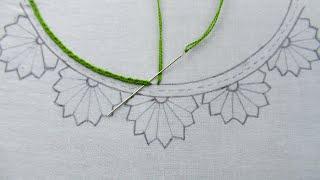 Super easy creative neckline hand embroidery design for kurti or blause for all hand embroidery love