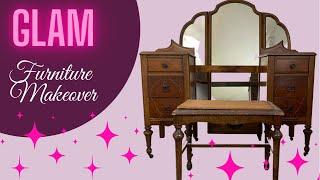 Vintage Vanity Makeover | Let's give this Old Vanity a GLAM furniture makeover