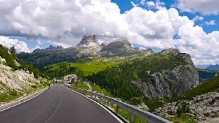 Dolomites Scenic Drive 4K | Corvara - Valparola Pass - Falzarego Pass - Cortina d'Ampezzo