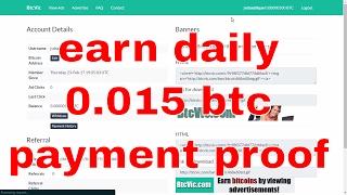 earn 0.015 btc daily | payment proof | surf ads 10/15 sec  |  btcvic