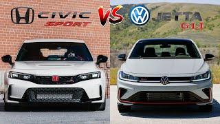 2025 Volkswagen Jetta GLI vs 2025 Honda Civic Sport Hybrid Compared | Sedans Clash! | MotorNation