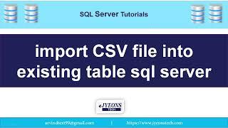 Import CSV file into existing Table Sql server