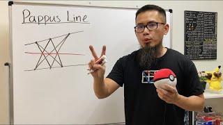 How to draw the most beautiful line (Pappus line, projective geometry)