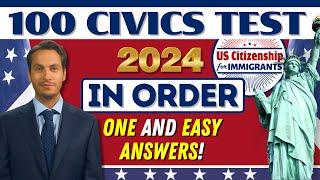 NEW! 100 Civics Questions and Answers (In Order) US Citizenship Interview 2024 | One & Easy Answers