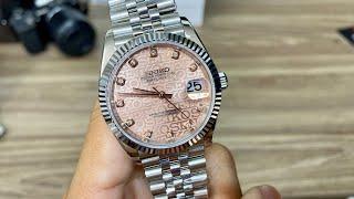 ĐẸP | Seiko mod Datejust mặt vi tính Cá Hồi máy Auto NH35 + Sapphire + Vỏ Xịn | JIMMY 0907525830