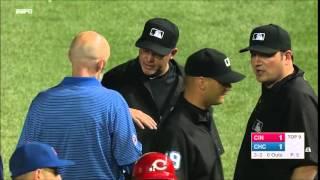 Aroldis Chapman Hits First Base Umpire Ron Kulpa From Wrigley Field's Bullpen