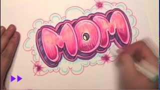 How to Draw Graffiti Letters - Write Mom in Bubble Letters - MAT