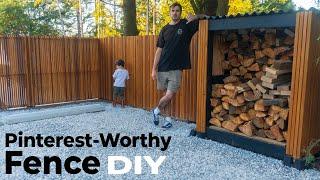 How To Build A Modern Fence With A Gate And Wood Storage | DIY #homeimprovement