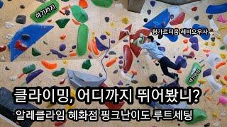 뚝딱뚝딱 클라이밍 문제 만들기 코디네이션을 활용한 알레클라이밍 혜화점 핑크난이도 문제 루트세팅