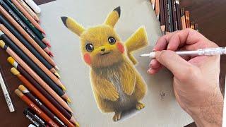 Drawing Realistic  Pikachu with Derwent colored pencils - Pokemon