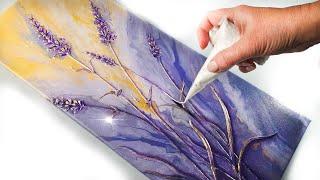 PAINTING Using Cheap Paste! Colorful Lavender Art   GORGEOUS Results + Easy Techniques |AB Creative