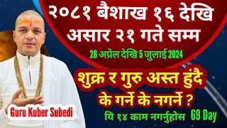 शुक्र अस्त हुदै ६९ दिन २०८१ बैशाख १६ गते देखि असार २१ गते सम्म | यि १४ काम नगर्नुहाेस Kuber Subedi