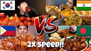 2x Speed!ASMR Mukbangers Around The World Eating Too Much Food Fast Motion Satisfying Complications