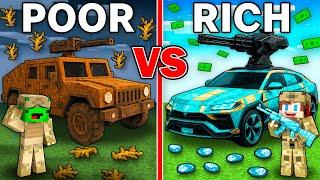 Mikey POOR MILITARY vs JJ RICH MILITARY Survival Battle in Minecraft - Maizen
