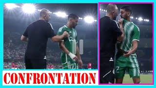 Algeria coach grabs Said Benrahma`s shirt and squares up to West Ham ace in heat