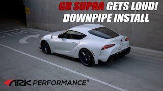 HOW TO INSTALL GR SUPRA DOWNPIPE! CRAZY GUNSHOTS