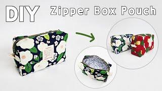 [DIY] Square Pouch (sub ENG) how to sew cute pouch | Easy sewing zipper pouch (make a box pouch)