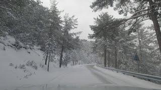 Driving To Troodos || 4K || March 2022 || Cyprus || Snow