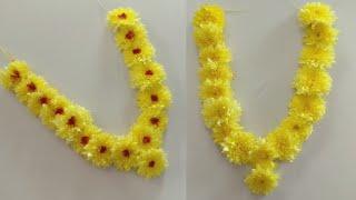 How To Make Flower Garland For God | Samanthi Flower Mala Making | DIY  | Garland Making At Home