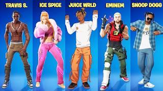 All Fortnite Icon Series Collab Skins, Dances & Emotes (Juice WRLD, Lucid Dreams Eminem, Godzilla)