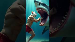 "Brave Dad Cat Saves Daughter from Shark Attack  | Emotional Cat Story | Shorts"