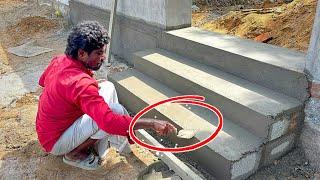 Construction of Stairs_Making&Technology of Entrance Two Steps Accurate Build and Plastering