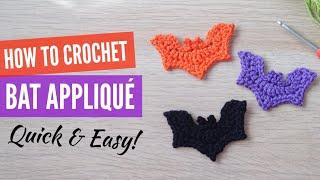 How to Crochet a Bat Applique EASY BEGINNER 