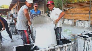 Amazing Process of Making Foam Concrete Blocks | Mass Production Factory of Foam Concrete Blocks