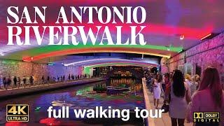 San Antonio River Walk Night Full Walking Tour | Christmas Lights 4K Dolby Surround