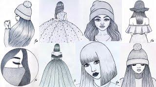 8 Easy Girl Drawing Ideas | Girl Drawing | Miss Fatima - Art