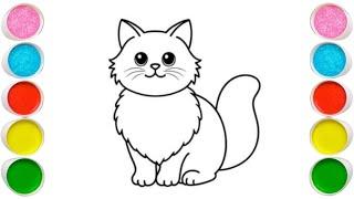 고양이 그리기, 색칠 및 페인팅 튜토리얼 | 초보자를 위한 단계별 쉬운 고양이 그리는 법