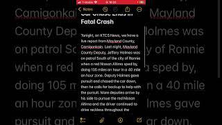 KTCS News: Mayland County Car Chase Ends In Fatal Crash