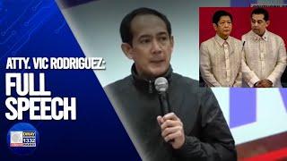 Atty. Vic Rodriguez Full Speech sa Hongkong