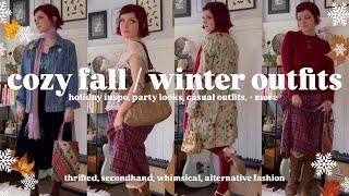 15 cozy fall / winter outfits ️ | holidays, parties, casual | thrifted, secondhand fashion inspo