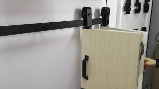 Black Single Bi-Fold Sliding Barn Door Track And Hardware Kit