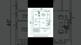 30by40 house Plan Design, 1200 sqft.house plan #shorts #shortsvideo#house  #housedesign #viral