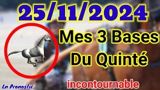 Pronostics PMU Mes 3 bases incontournable LUNDI 25 NOVEMBRE 2024 VINCENNES