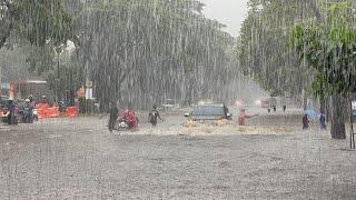 Super heavy rain flooded my village | rain ambience | Sleep instantly with the sound of heavy rain