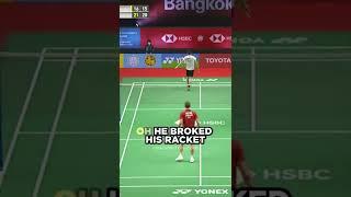 Axelsen breaks his racket mid game #viktoraxelsen #badminton