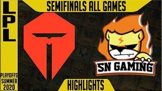 TES vs SN Highlights ALL GAMES | LPL Playoffs Summer 2020 Semifinals | Top Esports vs Suning