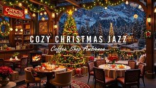 Snow Falling at Night with Instrumental Christmas Jazz Music for RelaxCozy Christmas Porch Ambience