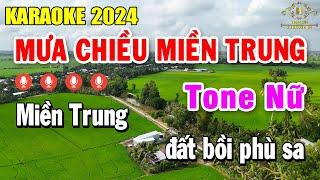 Mưa Chiều Miền Trung Karaoke Tone Nữ ( Ab ) Nhạc Sống Dễ Hát 2024 | Trọng Hiếu