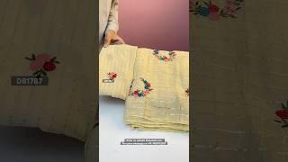 Pure georgette zari woven chex saree with multi embroidery work having matching blouse