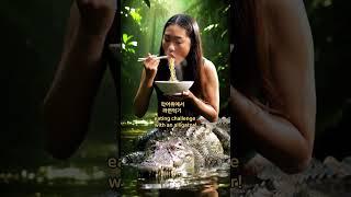 악어위에서 라면먹기 챌린지 / Ramen eating challenge on a crocodile