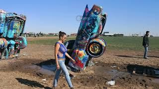  NO BRA sheer blouse Cadillac Ranch Amarillo Texas