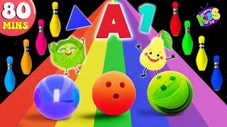 Bowling Ball Adventure For Kids | Learn Fruits , Vegetables, Numbers & Alphabets with Bowling pin