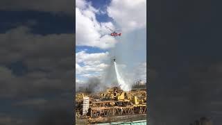 В Щербинке на производственной площадке загорелись поддоны. Пожар тушили три вертолета МАЦ.